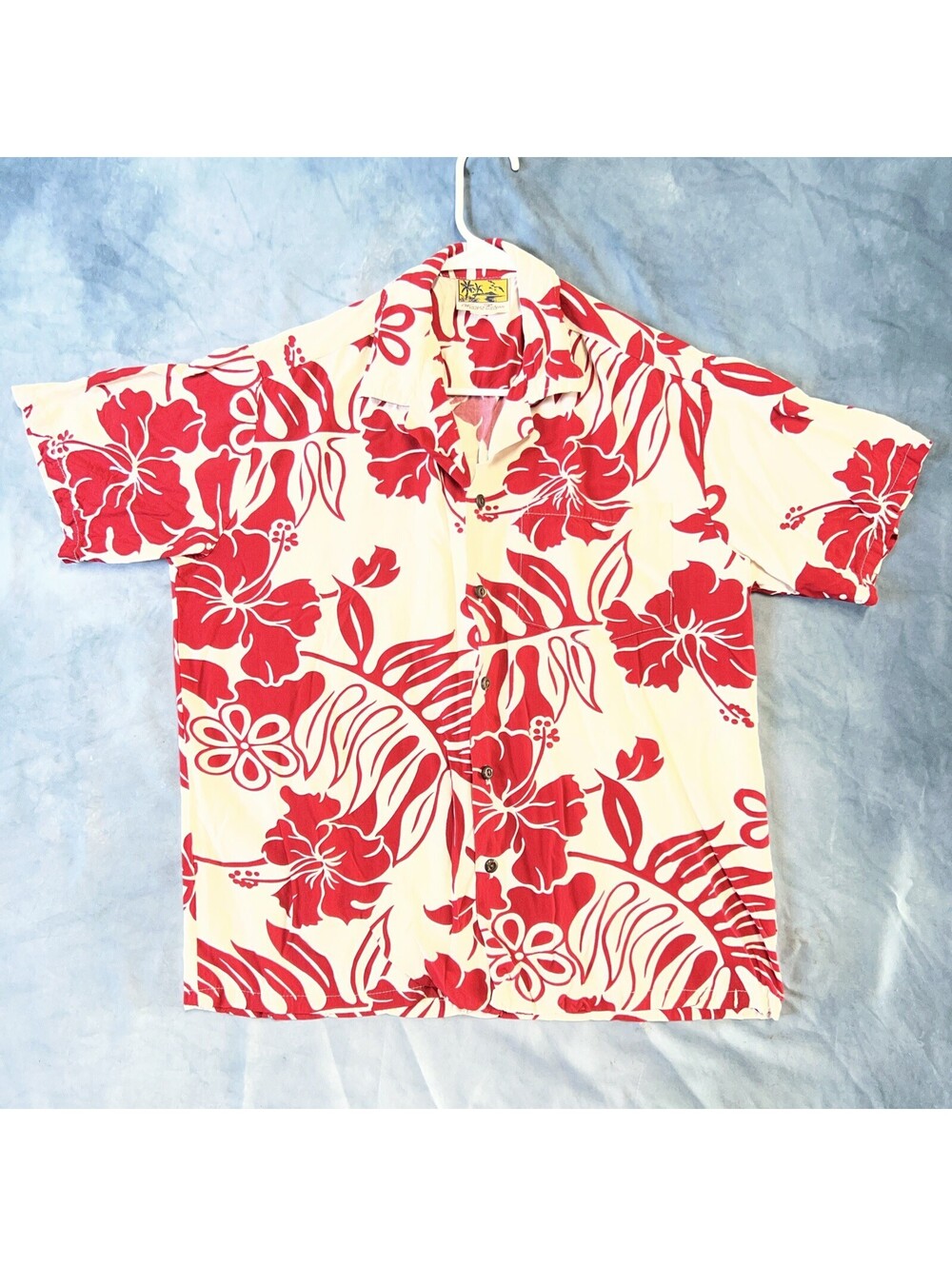 Hawaiian Shirt, Red & White Tropical Man M Winnie Fashion - 1228-2I